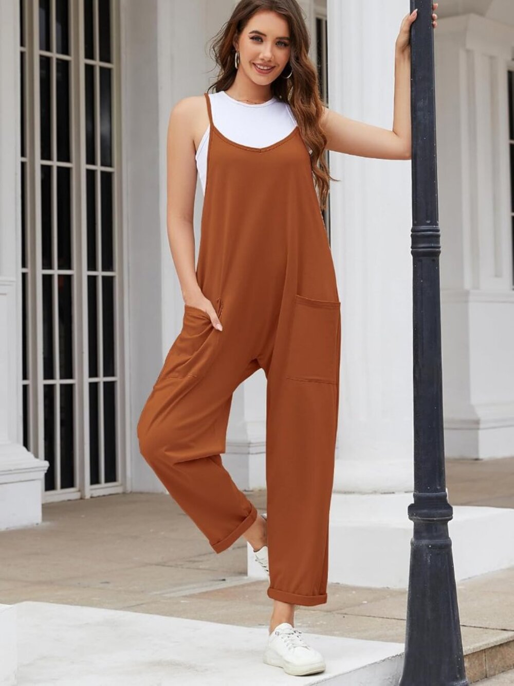 Women's Jumpsuits Tangerine lightweight Outfit Jumper Adjustable Strap Rompers - Picture 2 of 5